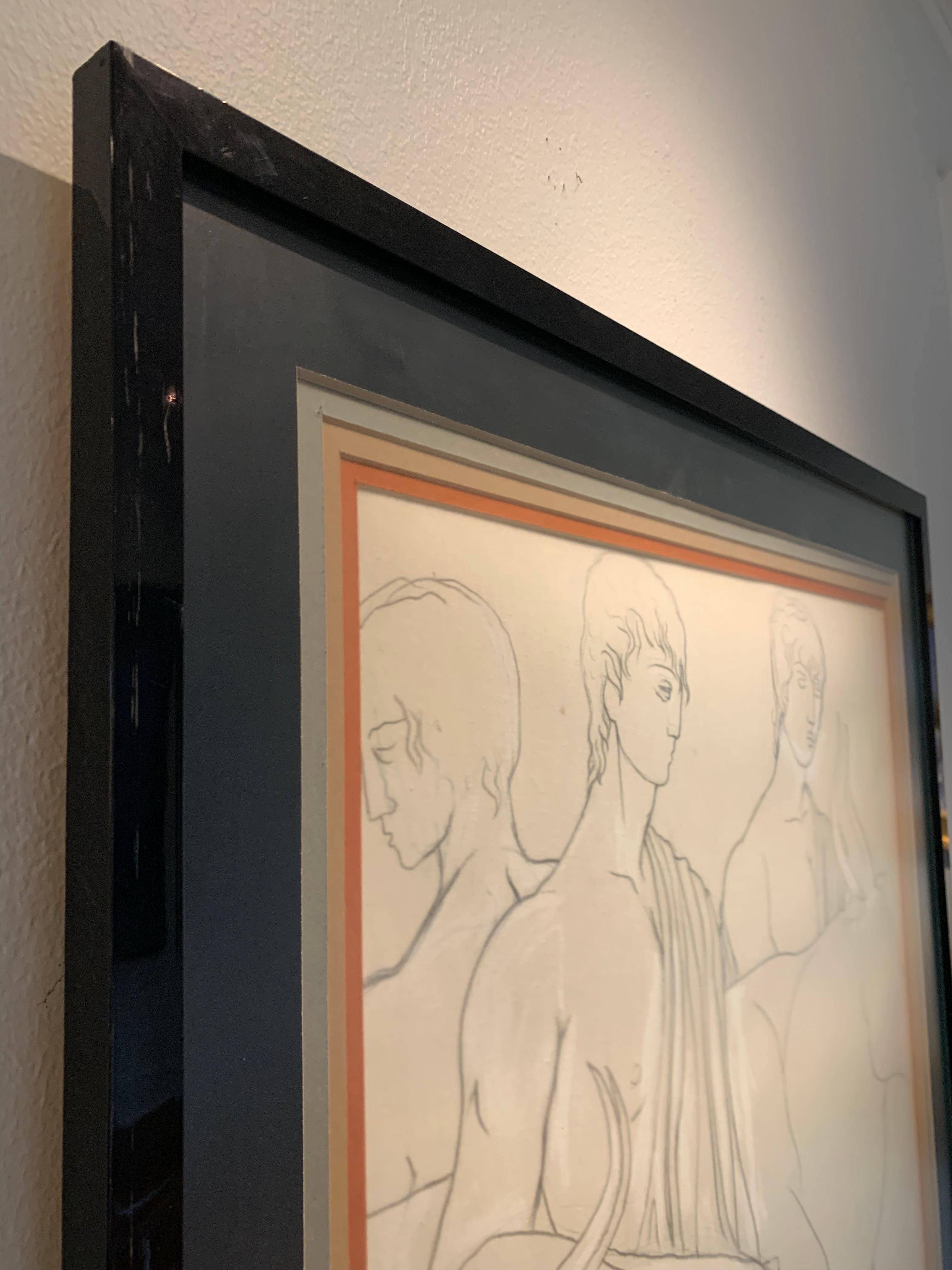 'Untitled Sketch Men with Oxen' by Harold Stevenson, Pencil Drawing on Paper For Sale 3