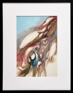 Abstract Oil Pastel by Paul Reed; Light Blues, Pinks and Earthy Browns, Greens