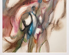Abstract Oil Pastel by Paul Reed; Light Blues, Pinks and Earthy Browns, Greens