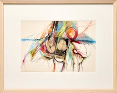 Vibrant Oil Pastel and Collage Work by Paul Reed; Hues of Blues, Reds, and Pinks