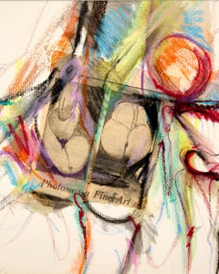 Vibrant Oil Pastel and Collage Work by Paul Reed; Hues of Blues, Reds, and Pinks