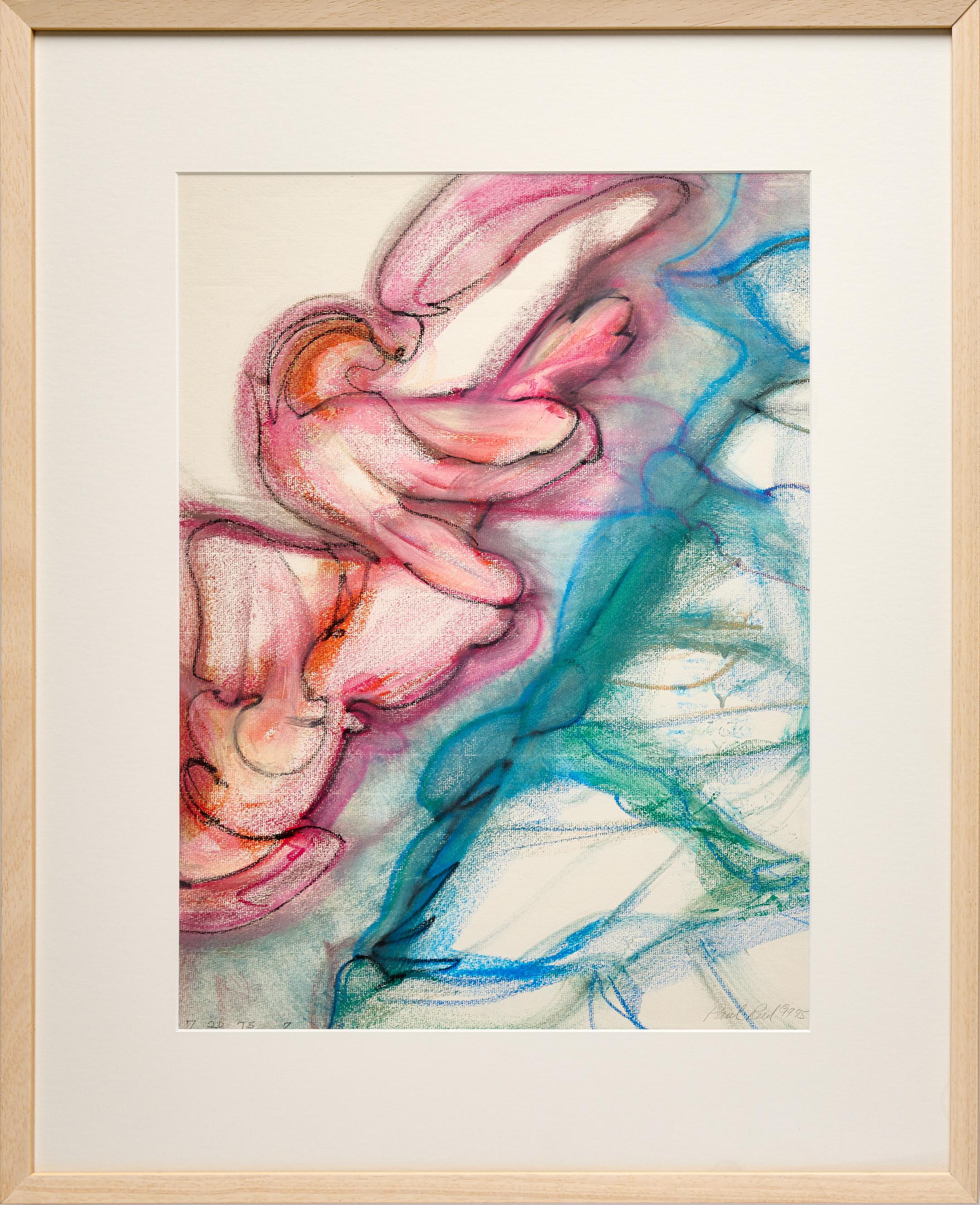 Abstract Oil Pastel by Paul Reed with Blues, Greens, Pinks, Orange and Reds