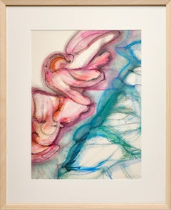 Abstract Oil Pastel by Paul Reed with Blues, Greens, Pinks, Orange and Reds