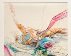 Abstract Orange, Yellow, Pink and Red Oil Pastel on Canvas by Paul Reed