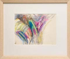 Abstract Oil Pastel on Canvas by Paul Reed; Vivid Hues of Blues, Greens, Pinks