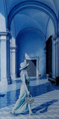'Rhapsody in Blue' by Bojan Grof; Pastel Pencil on Paper, 25.4" x 13.7", 2026