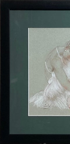 "Gestural Ballerina I" di James Cobb; opera incorniciata, 13,5" x 13,5", carboncino e Conté
