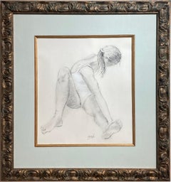 „Kellina Ballerina“ von James Cobb; gerahmt, 13,75" x 12", Kohle, Kreide und Conté