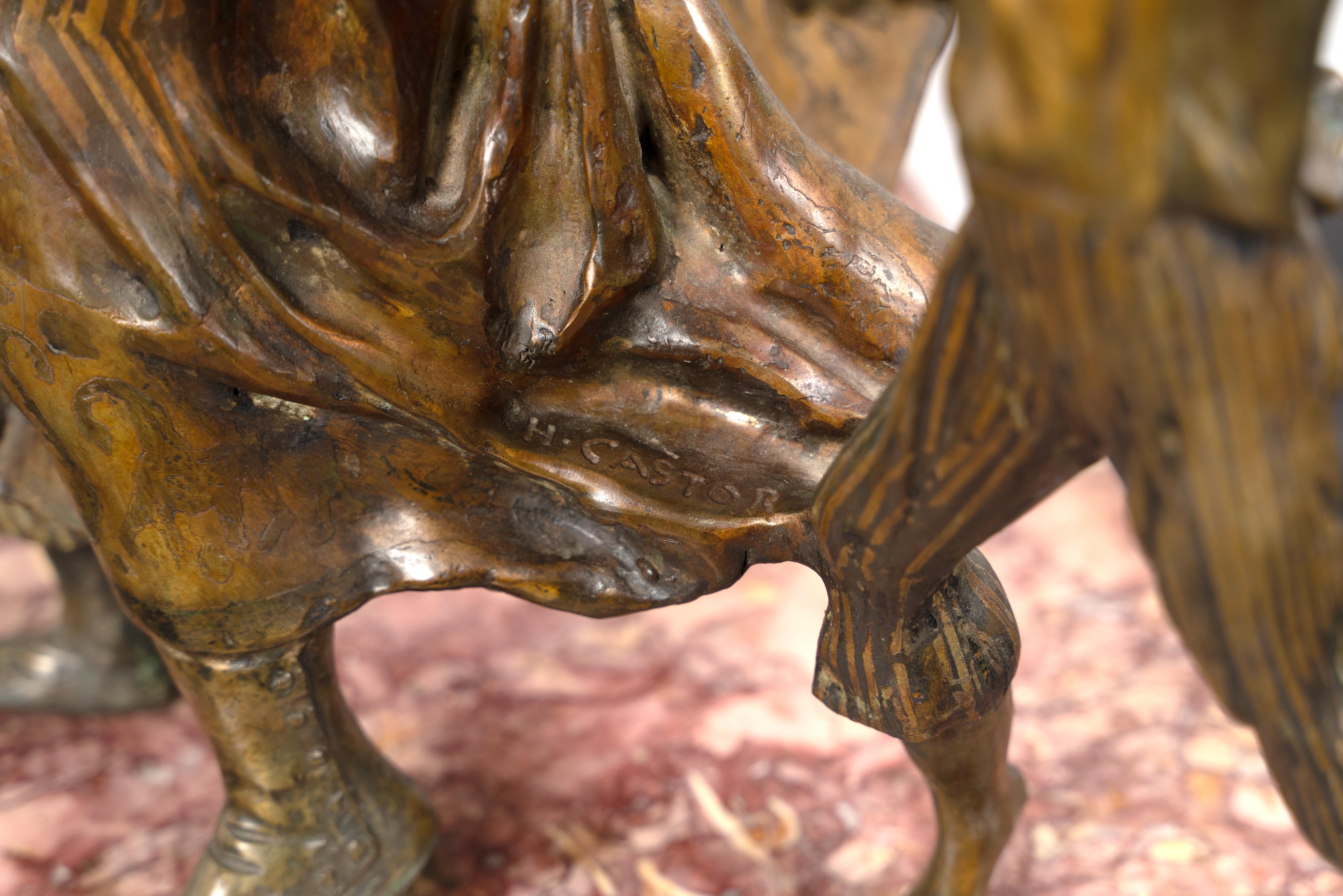 « Femme et enfants de Pioneer », sculpture en bronze et marbre de Harold Castor en vente 1