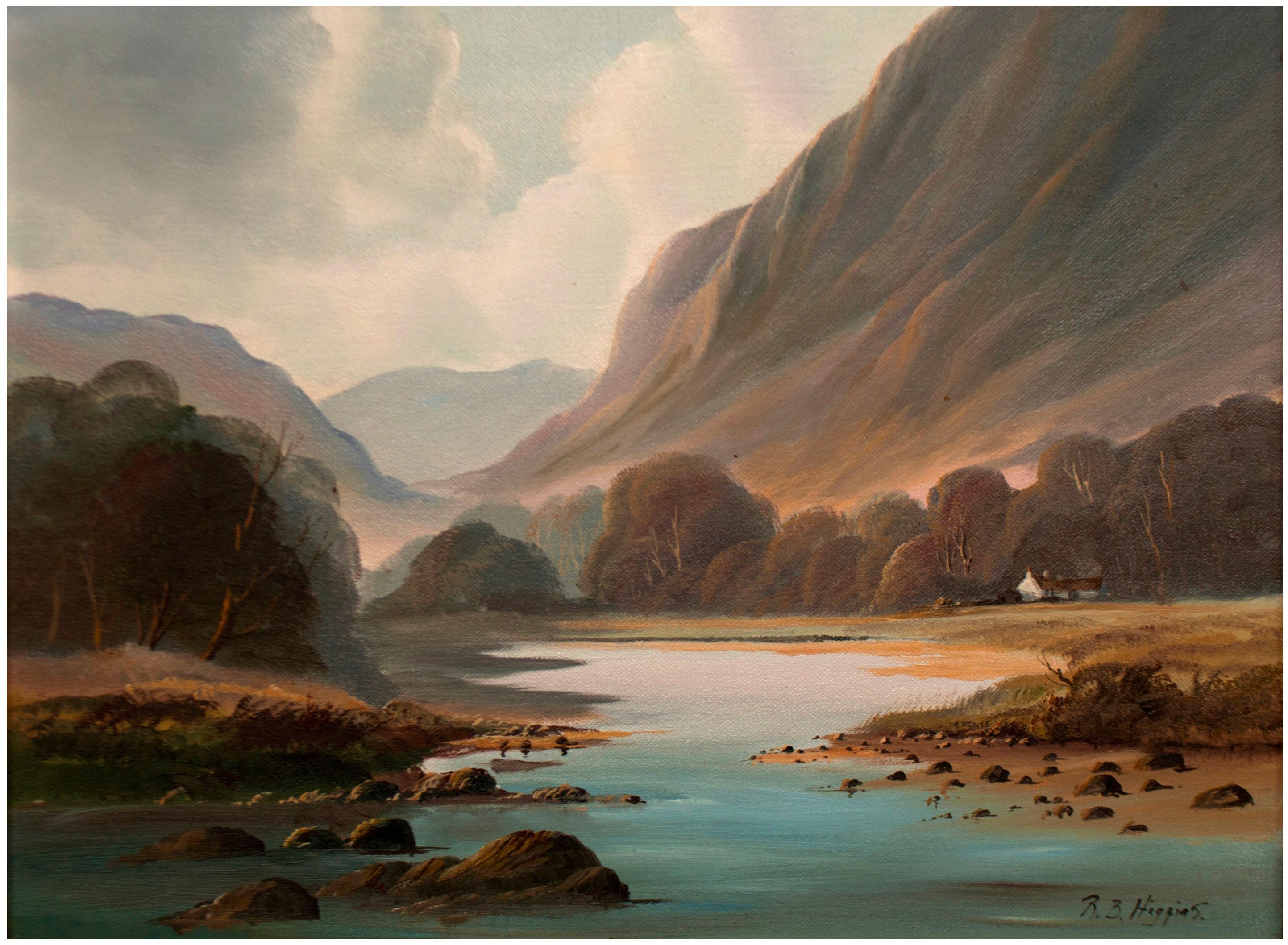 'Mountain Scene, ' by R.B. Higgins, Oil on Canvas  - Painting by R. B. Higgins