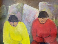 „Chinesische modernistische Szene mit zwei männlichen Figuren“, von H. Xumo, Ölgemälde