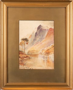 Schottische Landschaftsszene' von E.J., gerahmtes Aquarell, 1910, 19" x 15"