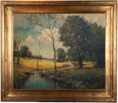 'Landscape of Small River, ' by Dean Bradford, Oil on Canvas Painting