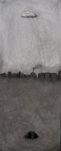 'Cloud Cave' Monochromatic Urban Landscape by Marc Barker, Oil on Panel Painting