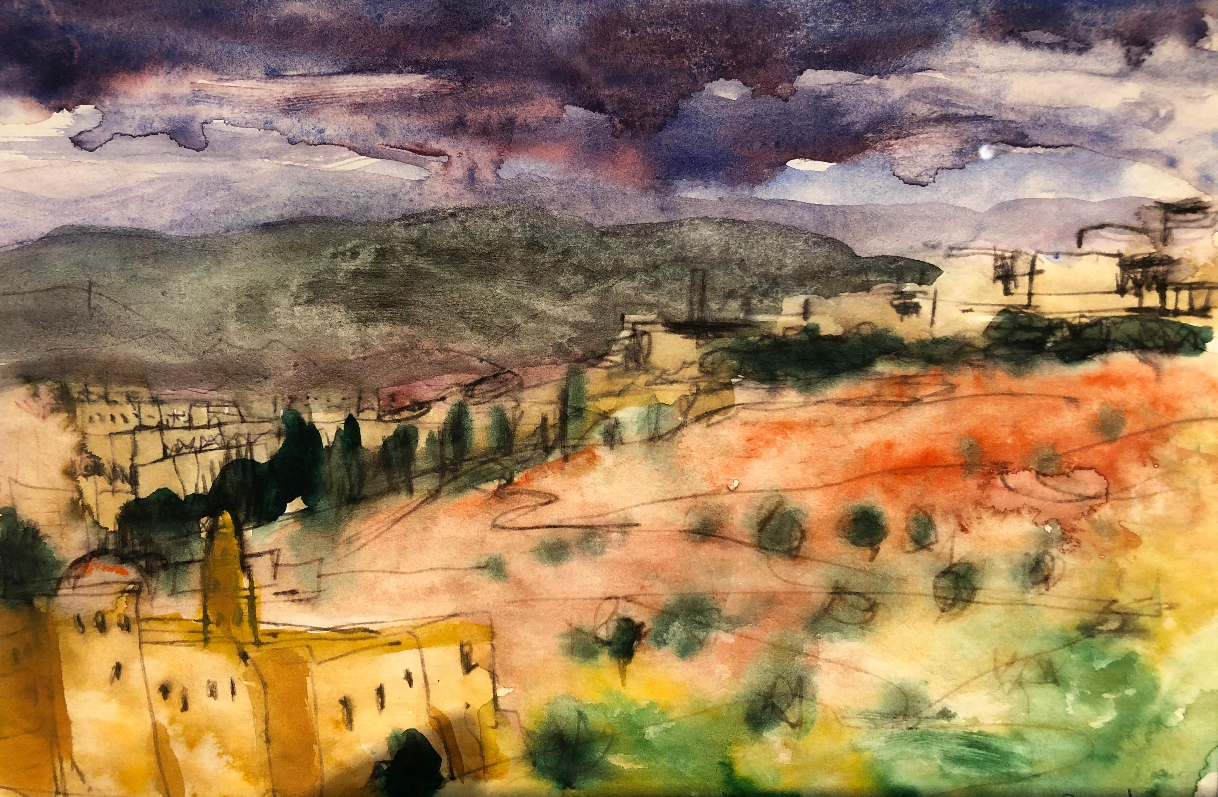 'New Mexico Landscape, ' by Eli Levin, Watercolor on Paper Painting 1