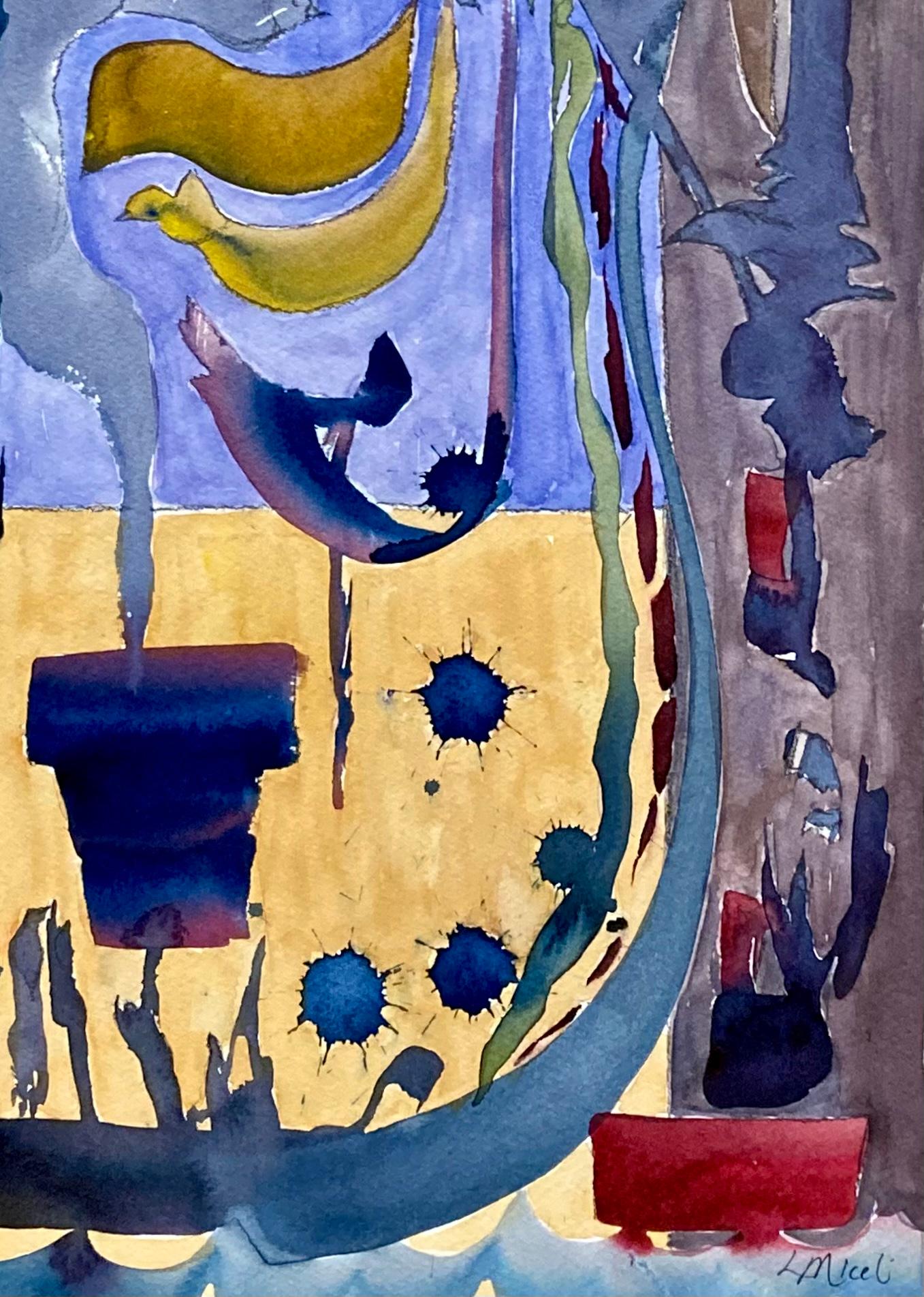 „Where Hummingbirds Swim“, Aquarell auf Papier, Gemälde von Lisa Miceli im Angebot 3