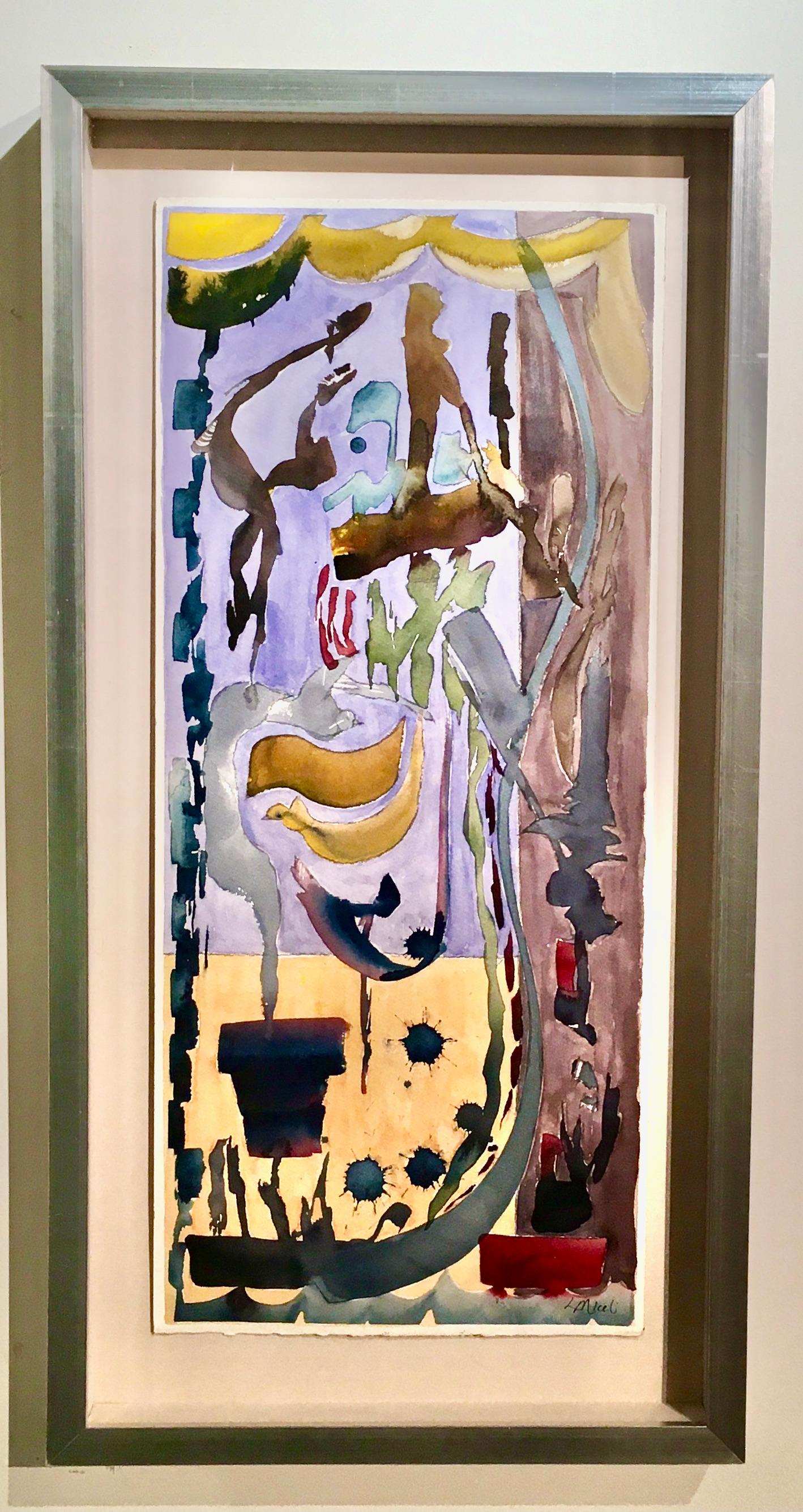 „Where Hummingbirds Swim“, Aquarell auf Papier, Gemälde von Lisa Miceli im Angebot 1