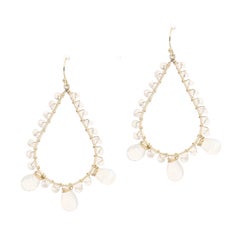 Boucles d'oreilles en forme de goutte d'eau en or 14 carats avec perles de pierre de lune