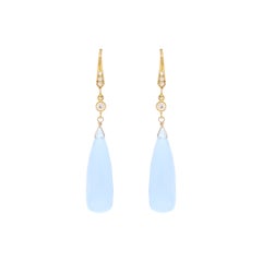 Lavender Chalcedony and CZ Drop Earrings