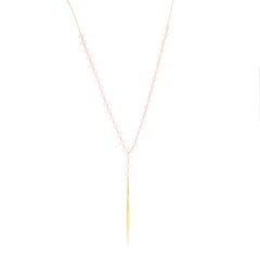 Rose Quartz Spiked Necklace, 14 gold fill