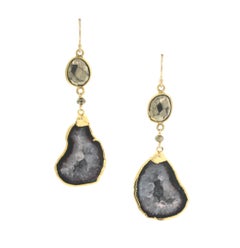 Pyrite and Agate Geode Earrings