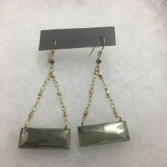 Pyrite Suspended Bar Earrings