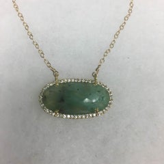 Chrysoprase Oval Necklace with CZ