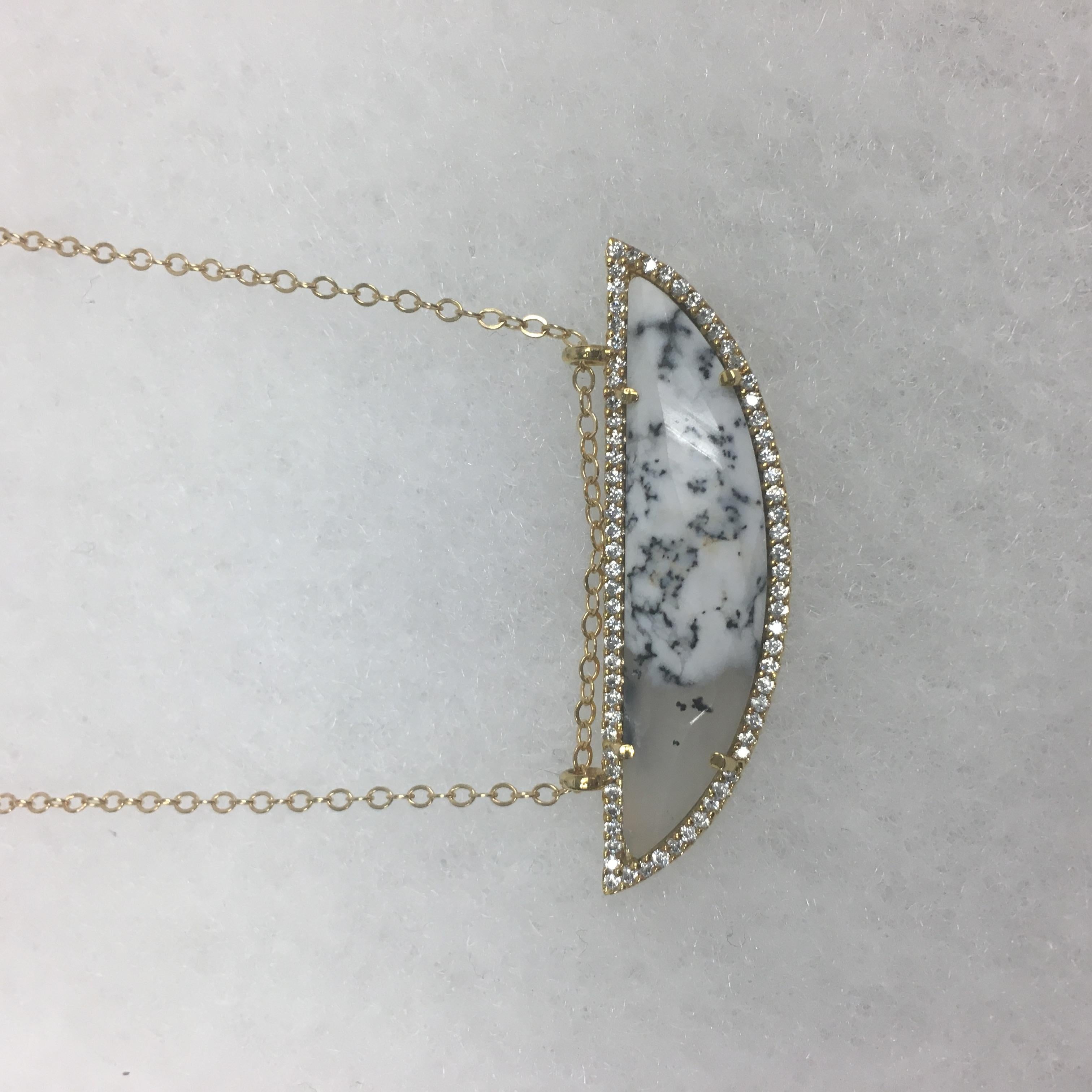 Dendritic Opal Half Moon Necklace