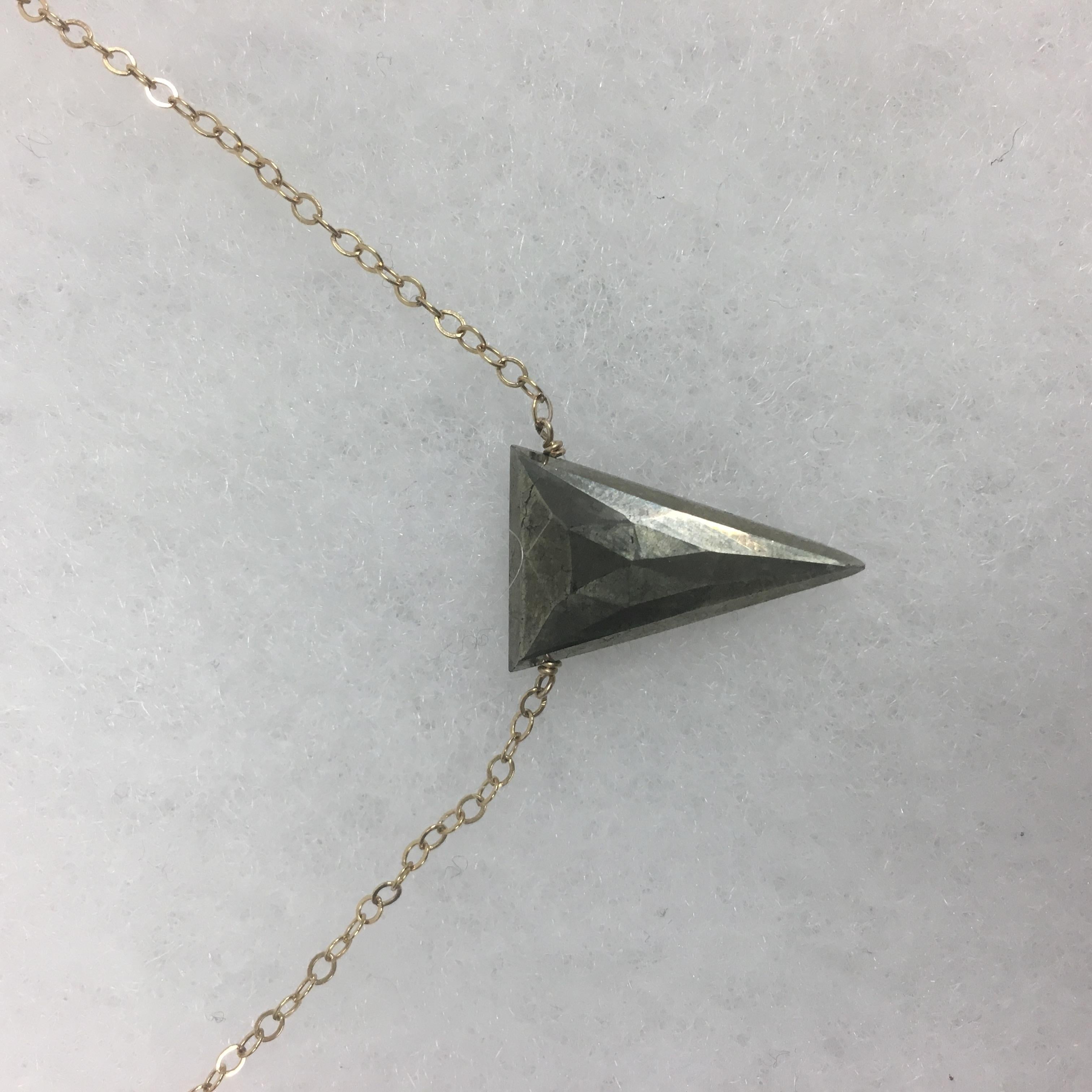 Small Pyrite Triangle Necklace - Art by Emily Elaine