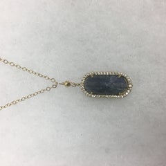 Sapphire Bar Necklace with CZ