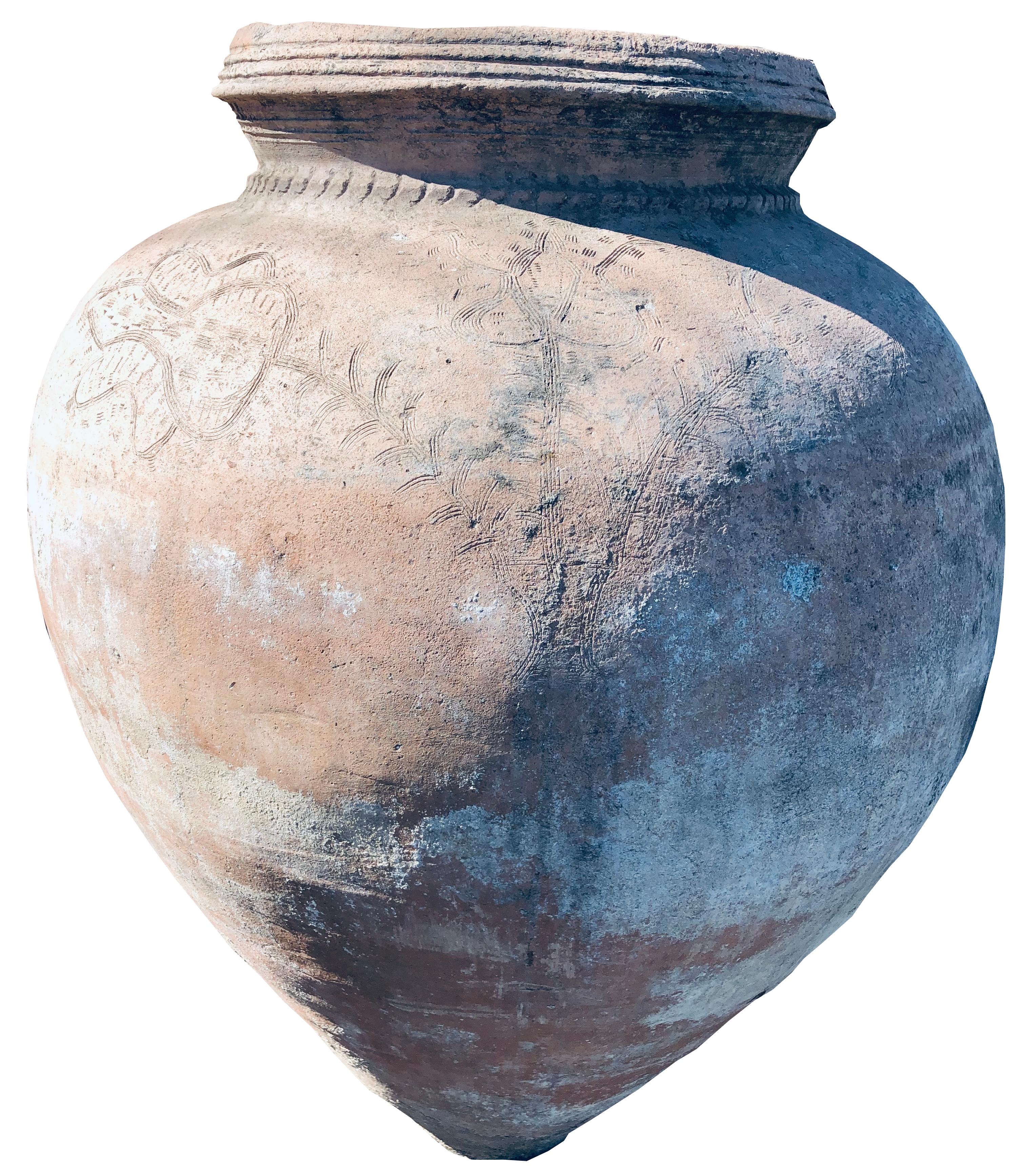 Large antique Spanish Orchard Pot with inscriptions - Art by Napa Valley Architecturals