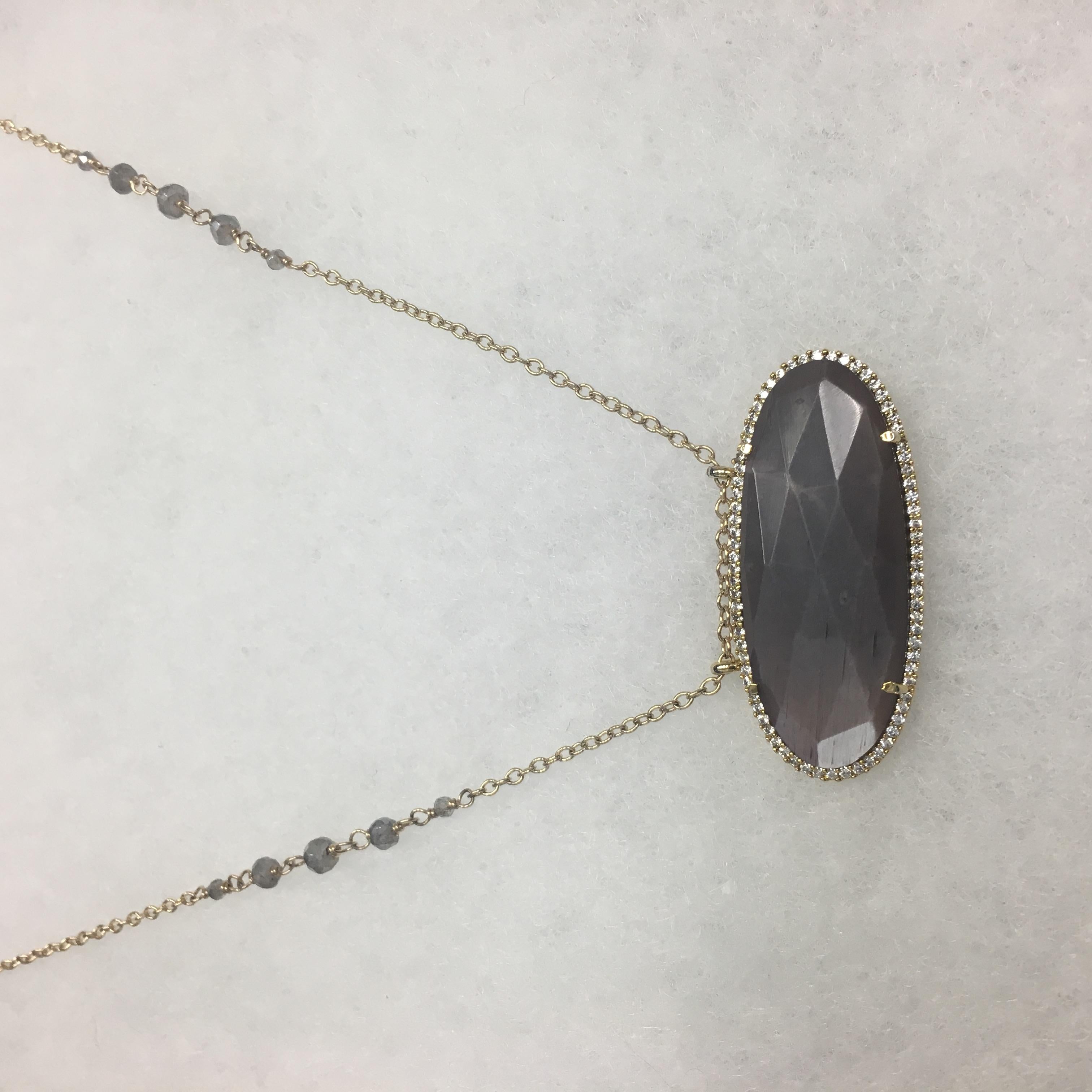 Grey Moonstone and Mystic Labradorite Necklace (one of a kind) - Art by Emily Elaine
