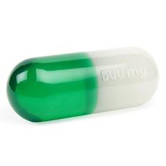 Large Acrylic Pill -White and Green