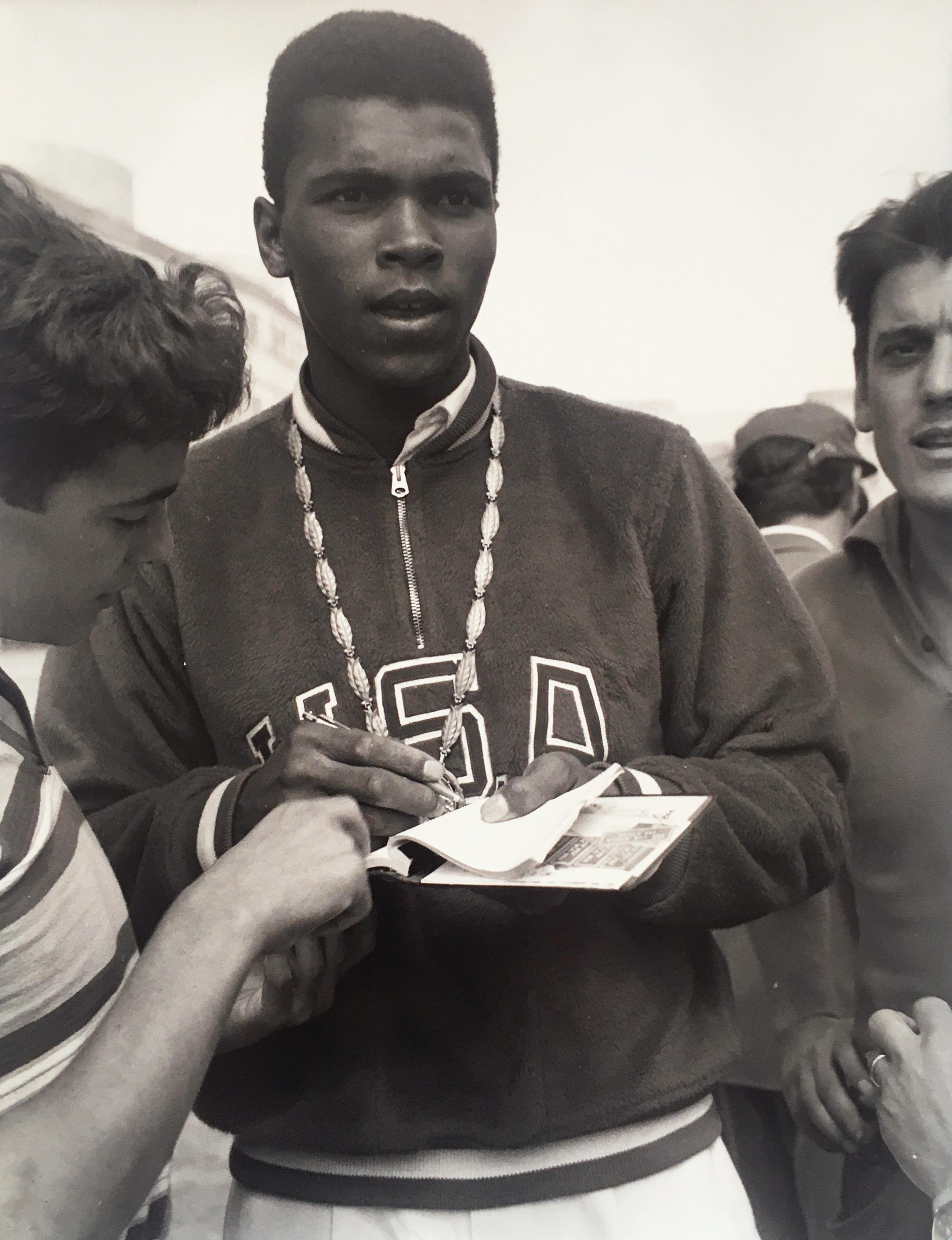Alberto Durazzi Black and White Photograph - Muhammad Ali at the XVII Rome Olympics