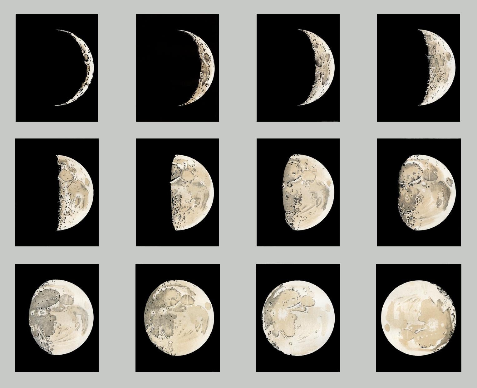 Sir Robert Stawell Ball Landscape Art - Popular Guide to the Heavens - Phases of the Moon