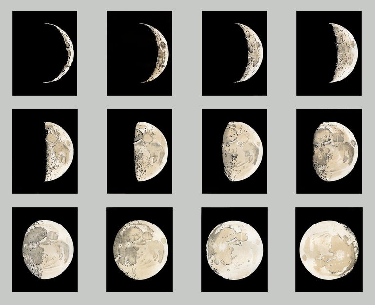 Sir Robert Stawell Ball Landscape Art - Popular Guide to the Heavens - Phases of the Moon