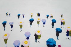 Les filles sous les parapluies (Mädchen unter Regenschirmen) zeitgenössische Kunst beim Wandern