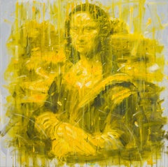La gioconda - contemporary art work of Mona Lisa oil on canvas portrait 
