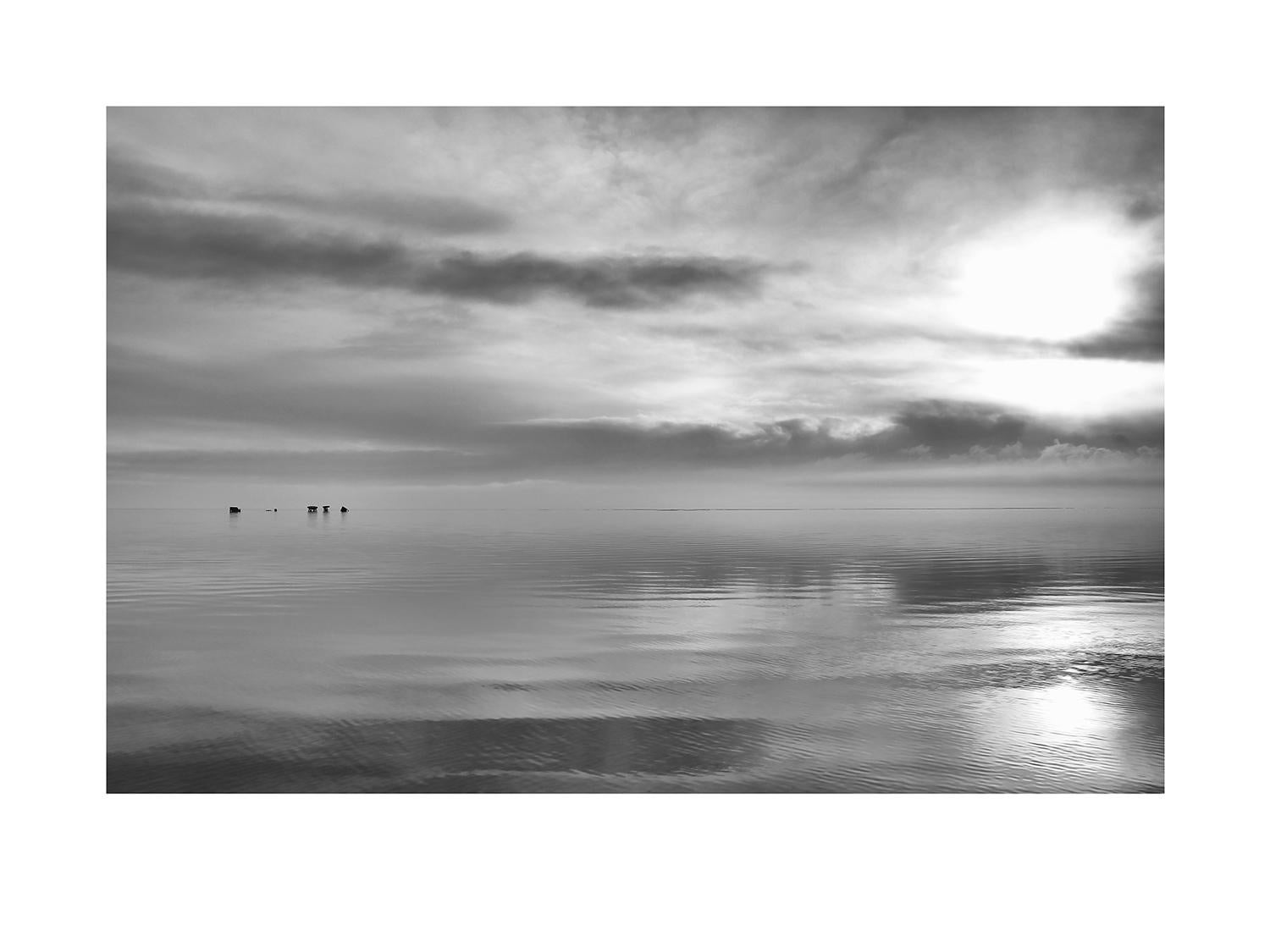 Michael Götze Landscape Photograph - Solitude - contemporary black & white landscape photograph with ocean and clouds