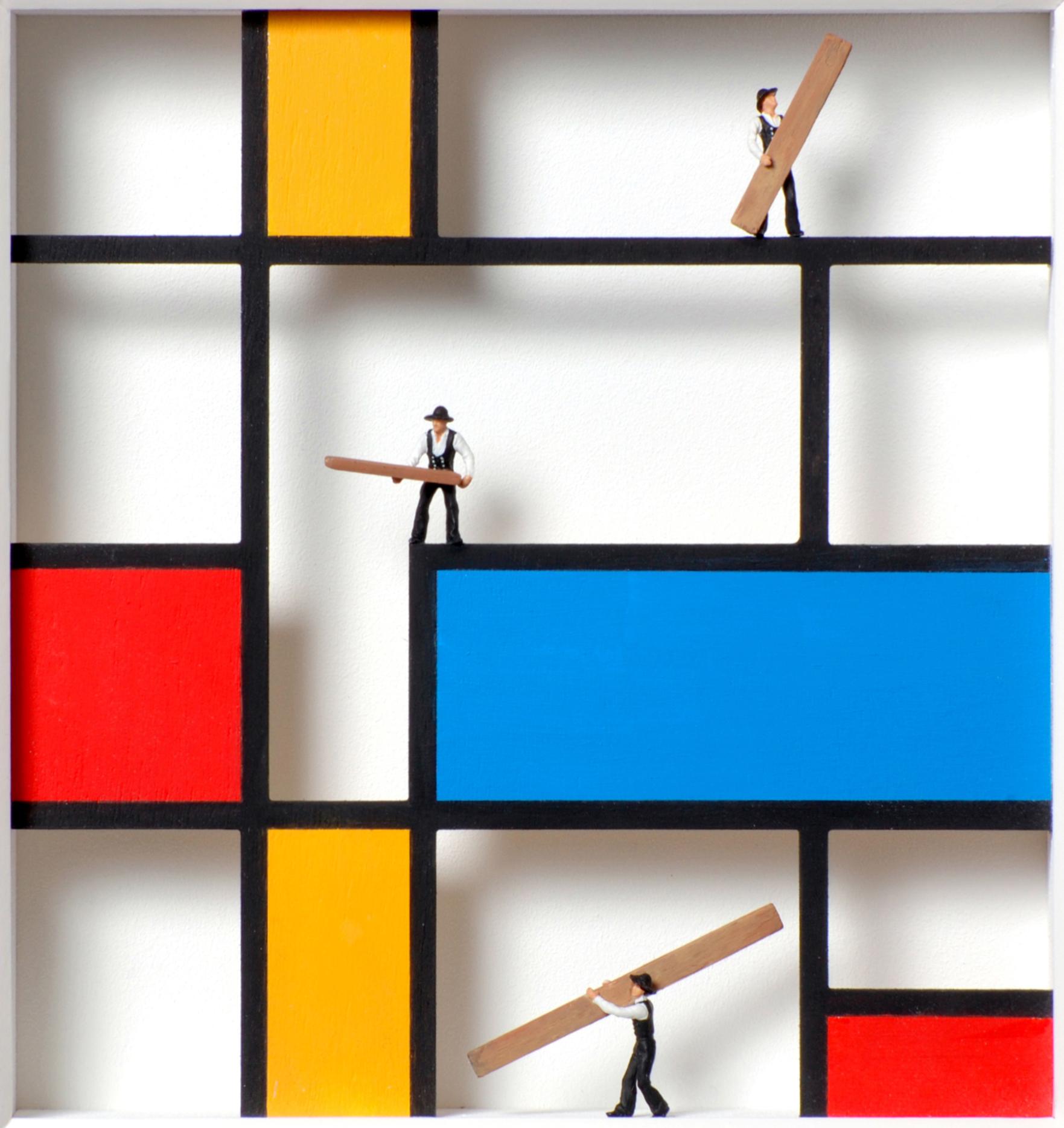 Homage to Mondrian- Work in Progress - art work, design tribute to Dutch master - Mixed Media Art by Volker Kuhn