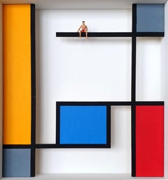 Homage to Mondrian -The Pool- contemporary art work, design tribute Dutch master