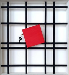 Homage to Mondrian - Falling, contemporary art work, design tribute Dutch master