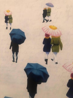 Les filles sous les parapluies (Mädchen unter Regenschirmen) zeitgenössische Kunst beim Wandern