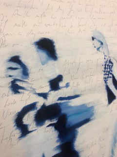 Fast Women in Blue - contemporary art, scene of fast women walking to work