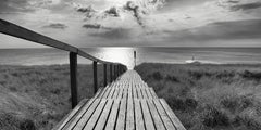 Rantumer Steg - contemporary black/white photography ocean landscape, footbridge