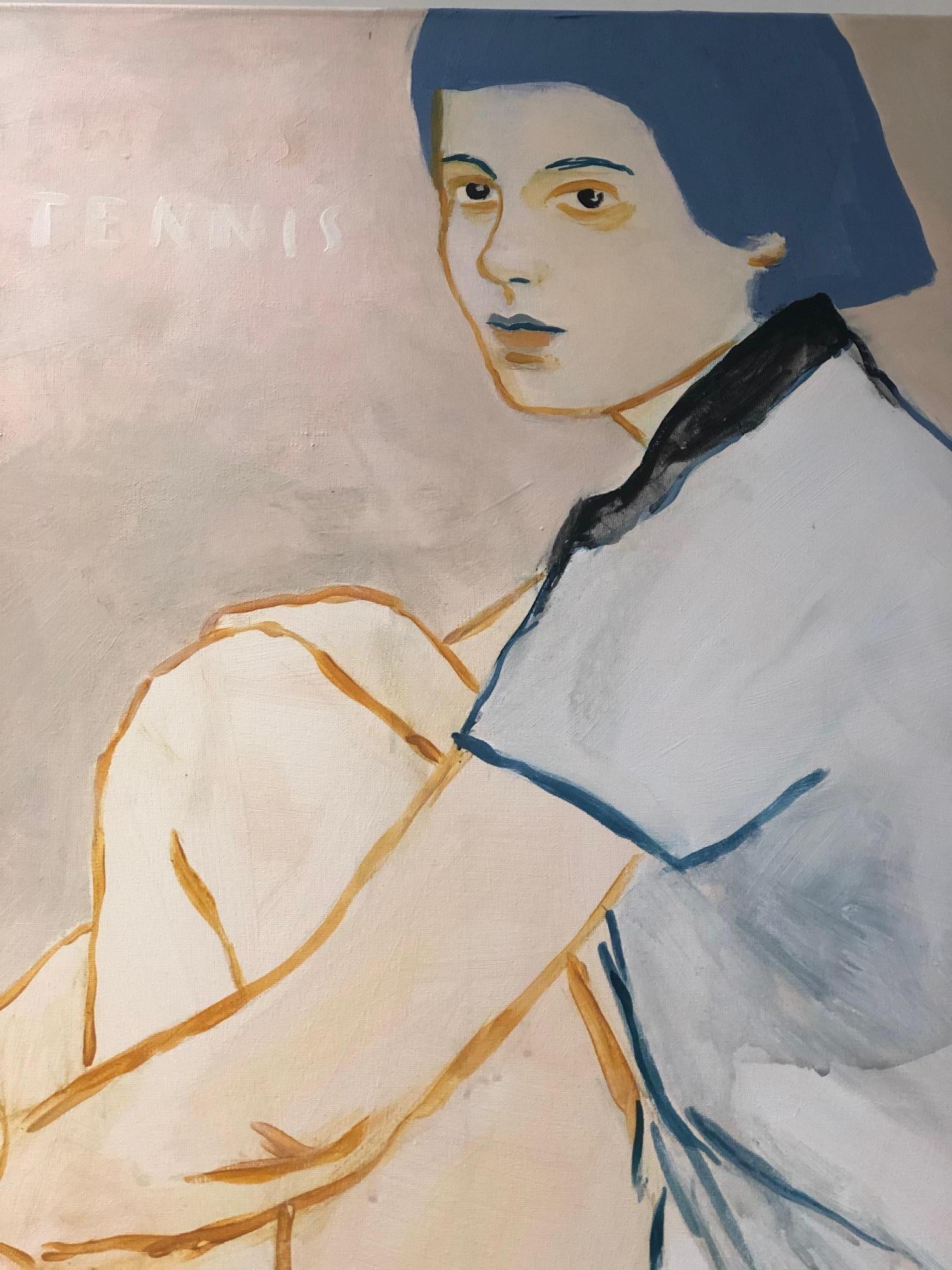 Bueno para sentarse - contemporáneo  obra de arte de retrato femenino con palabras - Painting Contemporáneo de Katharina Grossmann-Hensel