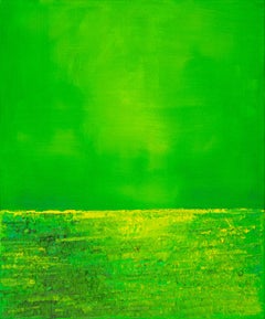 Without Title - abstract expressionist water horizon green oil painting