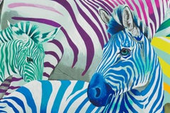 Zebraparade Postmoderne Pop-Art mit farbenfrohen Zebra-Tierherden in leuchtenden Farben
