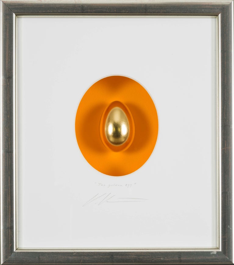 Golden Egg - contemporary original art in boxes artwork by Volker Kuhn  For Sale 1