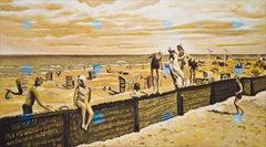 Heaven Can Wait- contemporary dance scene on beach figurative landscape painting